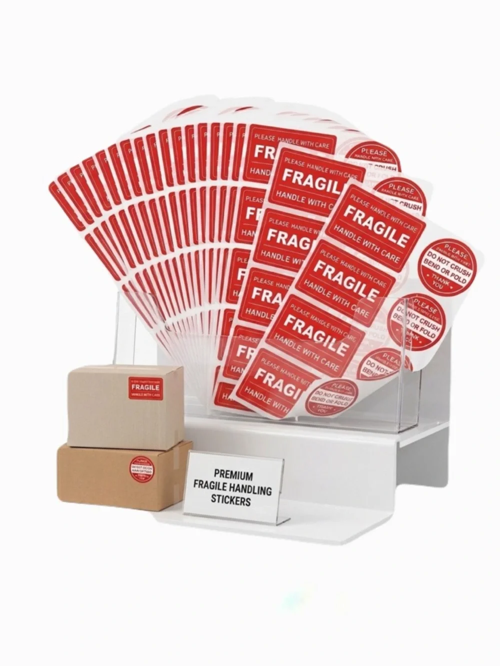 New 100 Pcs Handle With Care Fragile Circle Rectangle Packing Stickers